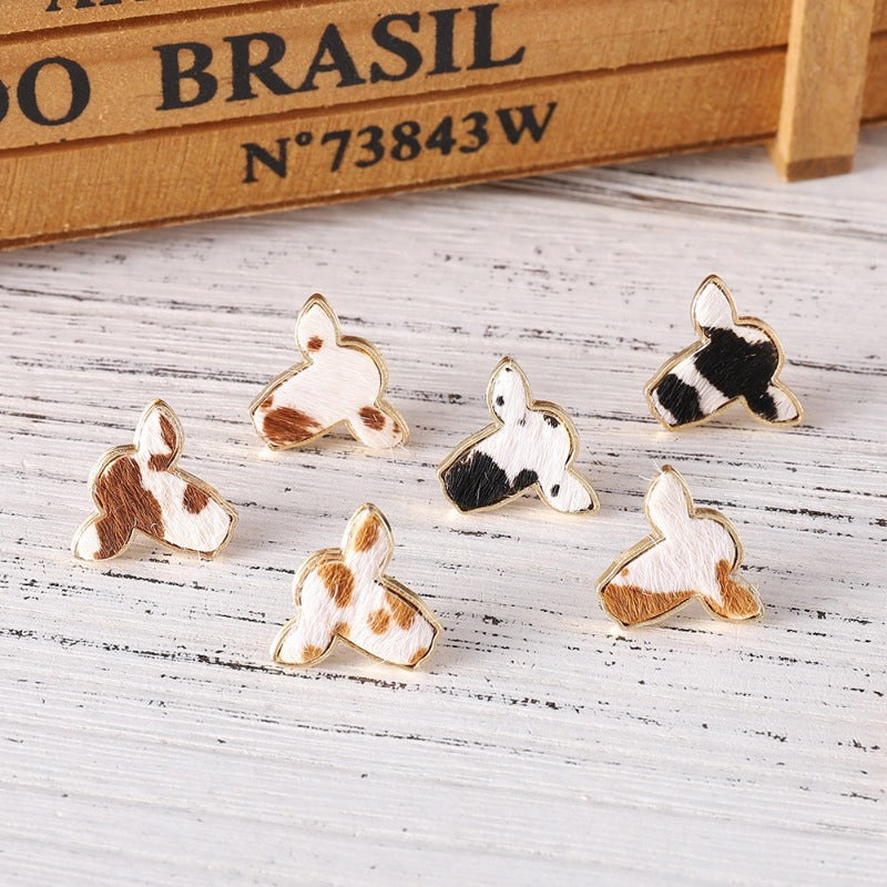 Wholesale Western Style Leopard Print Horse Fur Bull Head Earrings ACC-ES-ChuLian107