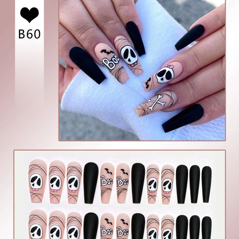 Wholesale 24 Pieces/box Halloween Ghost Skull Nails Kits Nail Stickers ACC-NS-DiNa010