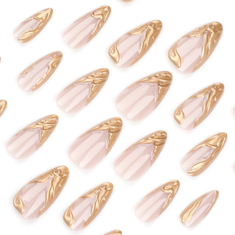 Wholesale 24 Pieces/box Gold Press-on Nails Kits Nail Stickers  ACC-NS-LeFan110