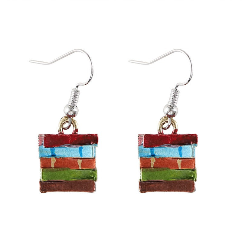 Wholesale Teacher's Day Colorful Stacked Book Earrings ACC-ES-zhiyu004