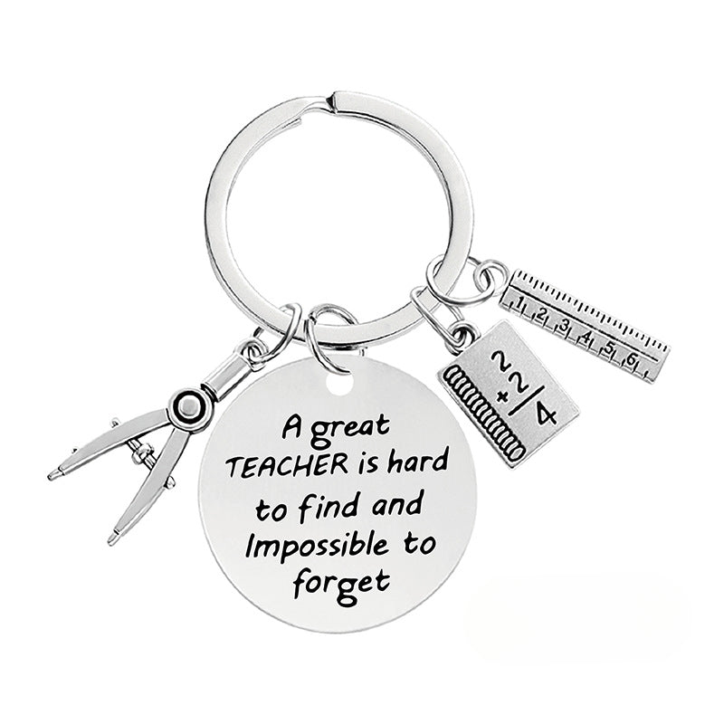 Wholesale Thanksgiving Teacher Compasses Ruler Metal Keychain Holiday Gift ACC-KC-Ganggu018