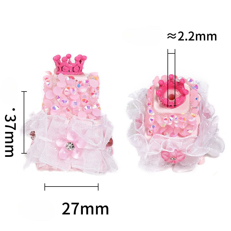 Wholesale of 5pcs/pack Crown Double Layer Cake Acrylic Diamond Beads DIY Beaded Pen Accessories ACC-BDS-BLG021