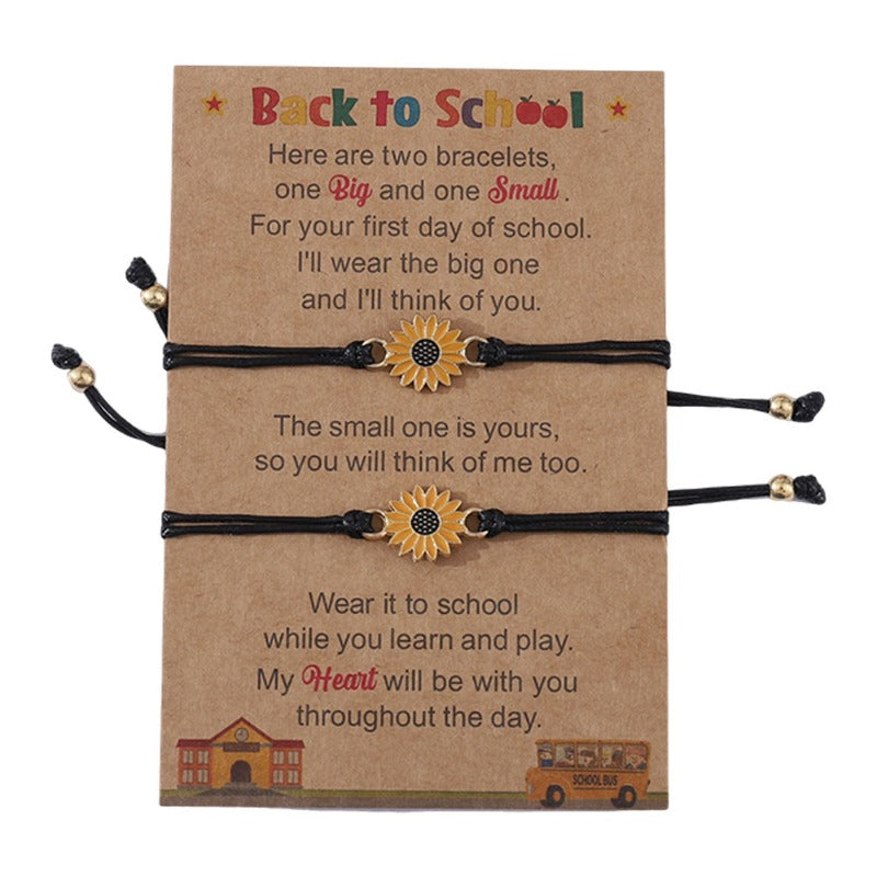 Wholesale Teacher's Day Sunflower Woven Blessing Card Bracelet ACC-BT-zhiyu007