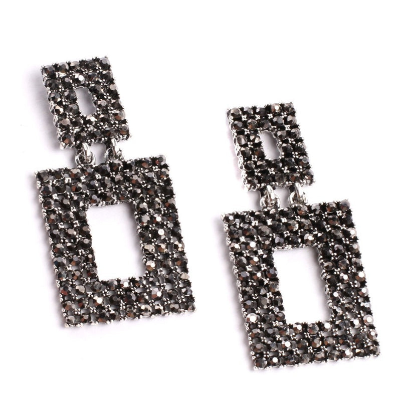 Wholesale Simple Alloy Hollow Tassel Square Diamond Earrings ACC-ES-JuJia013