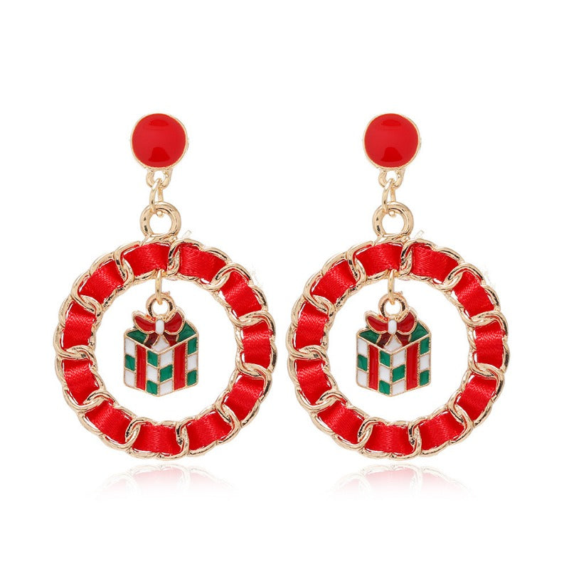 Wholesale Christmas Earrings Metal Oil Drop Ring Bell Christmas Tree Earrings ACC-ES-DingZhou003