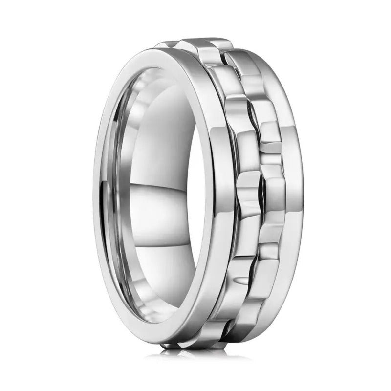 Wholesale Stainless Steel Double-sided Rotating Gear Men's Ring ACC-RS-ZhongQi015