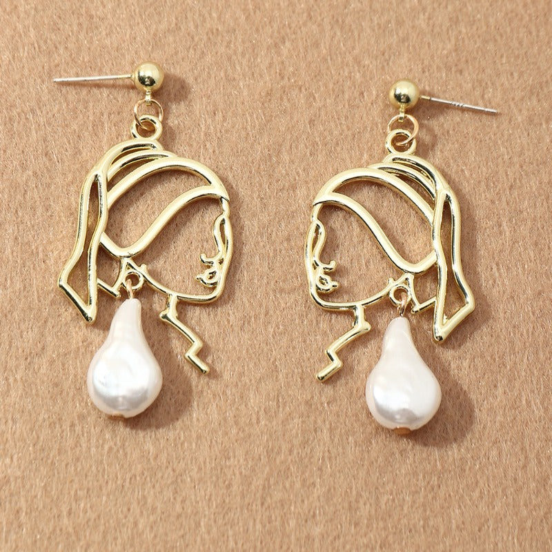 Wholesale Hollow Alloy Pearl Earrings ACC-ES-NZ003