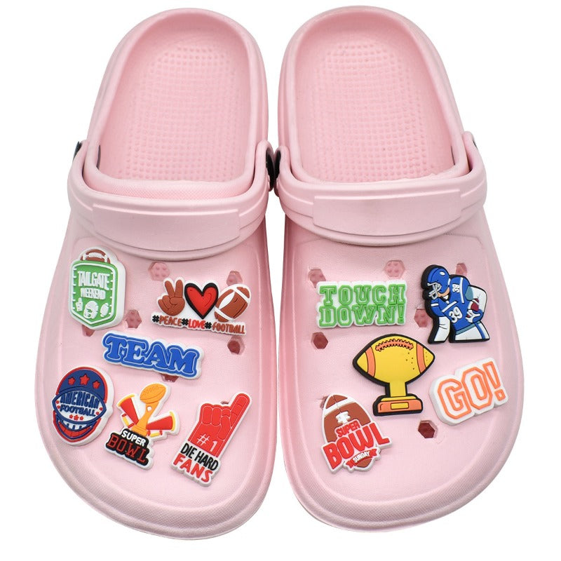 Wholesale Random 100pcs Football PVC Soft Rubber Shoe Buckle Decoration  ACC-SC-RYY088