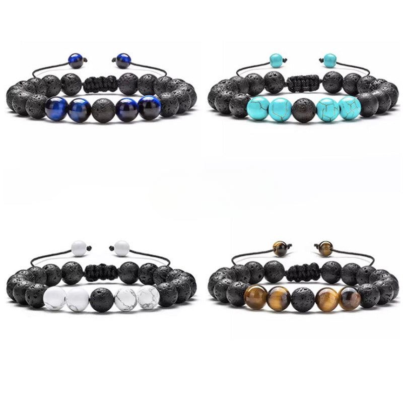 Wholesale Alloy Bracelet Colorful Volcanic Stone Turquoise Tiger Eye Yoga Braided Bracelet ACC-BT-zhixiang001