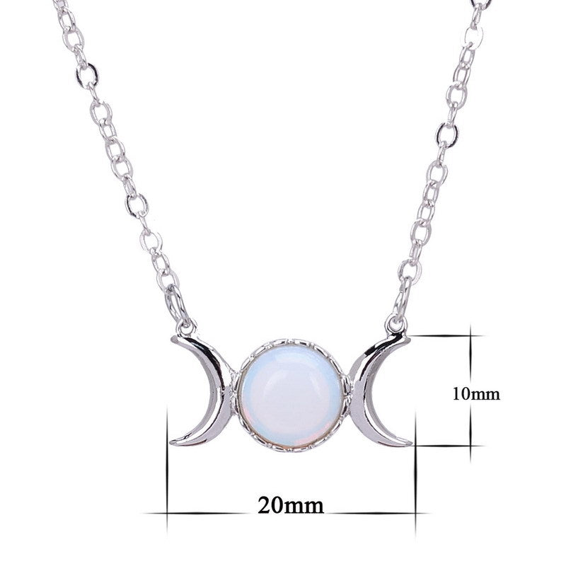 Wholesale Moon Design Turquoise Pendant 18K Gold Plated Stainless Steel Necklace Fashion Accessory for Women Boutique Resale