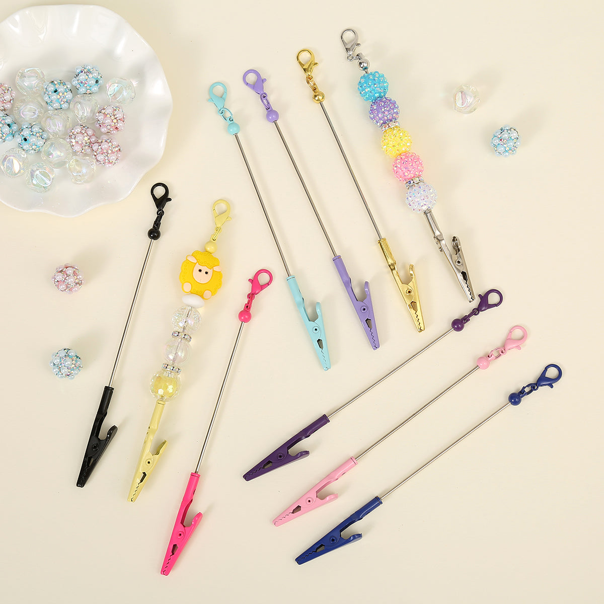 Wholesale Beadable Metal Card Grabber Keychains For Long Nails Macaron Color DIY Contactless Cards with Cards Puller ACC-008