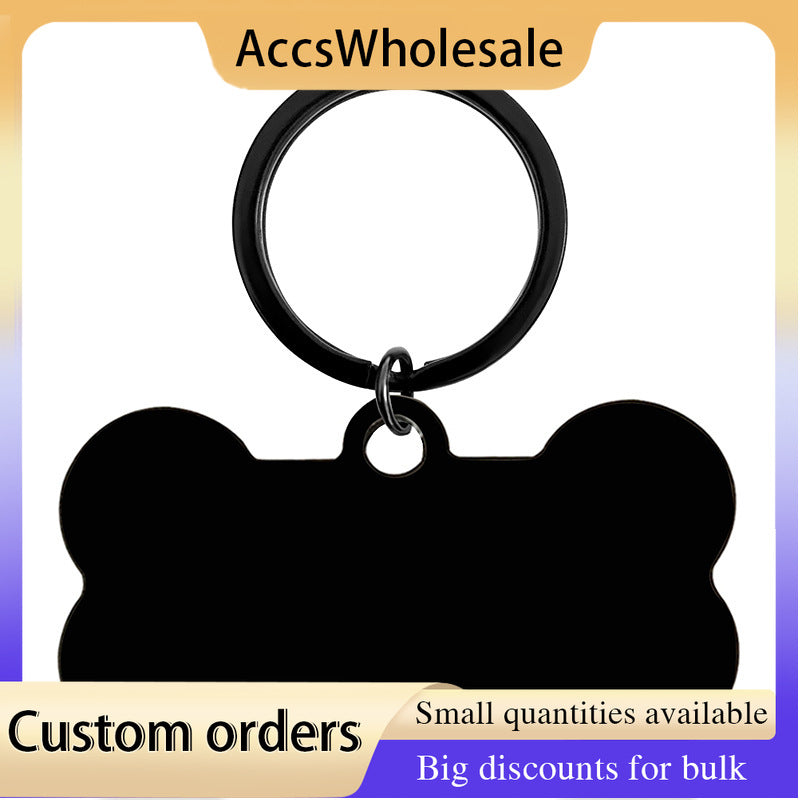 Custom Keychains with Laser Engraved Text or Logo - Dog Bone Metal Keychain