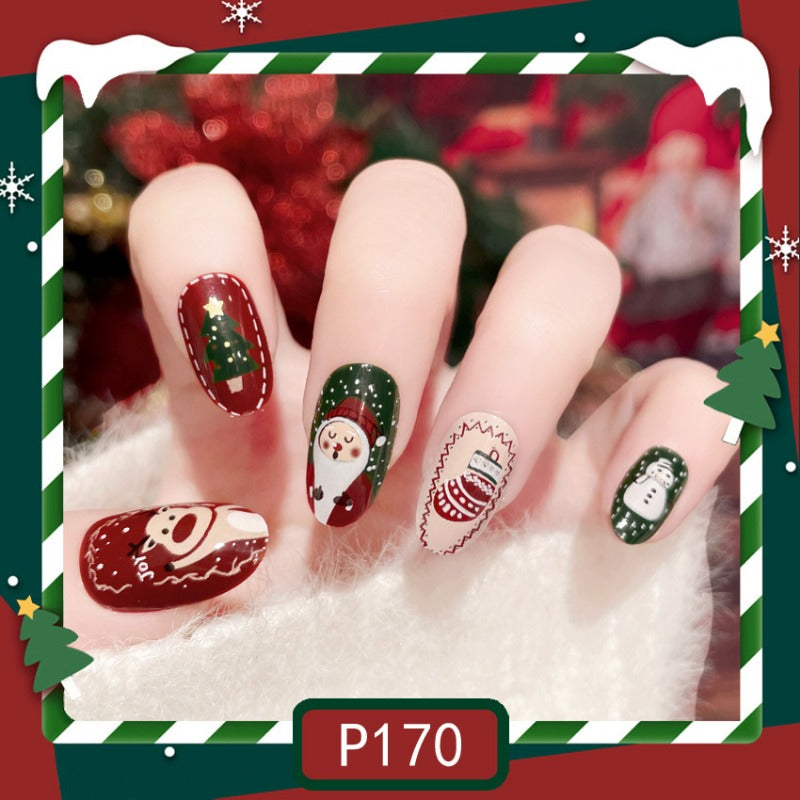 Wholesale 24 Pieces/box Christmas Purple Bunny Nails Kits Nail Stickers ACC-NS-DiNa011