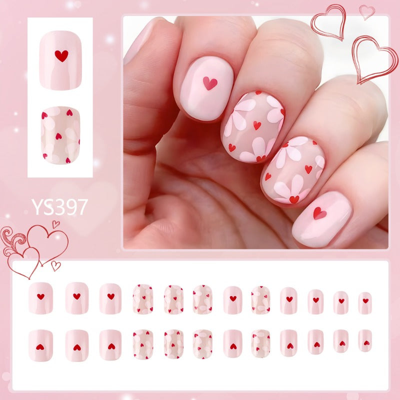 Wholesale 24 Pieces/box Valentine's Day Glossy Love Nails Kits Nail Stickers ACC-NS-MiKe037