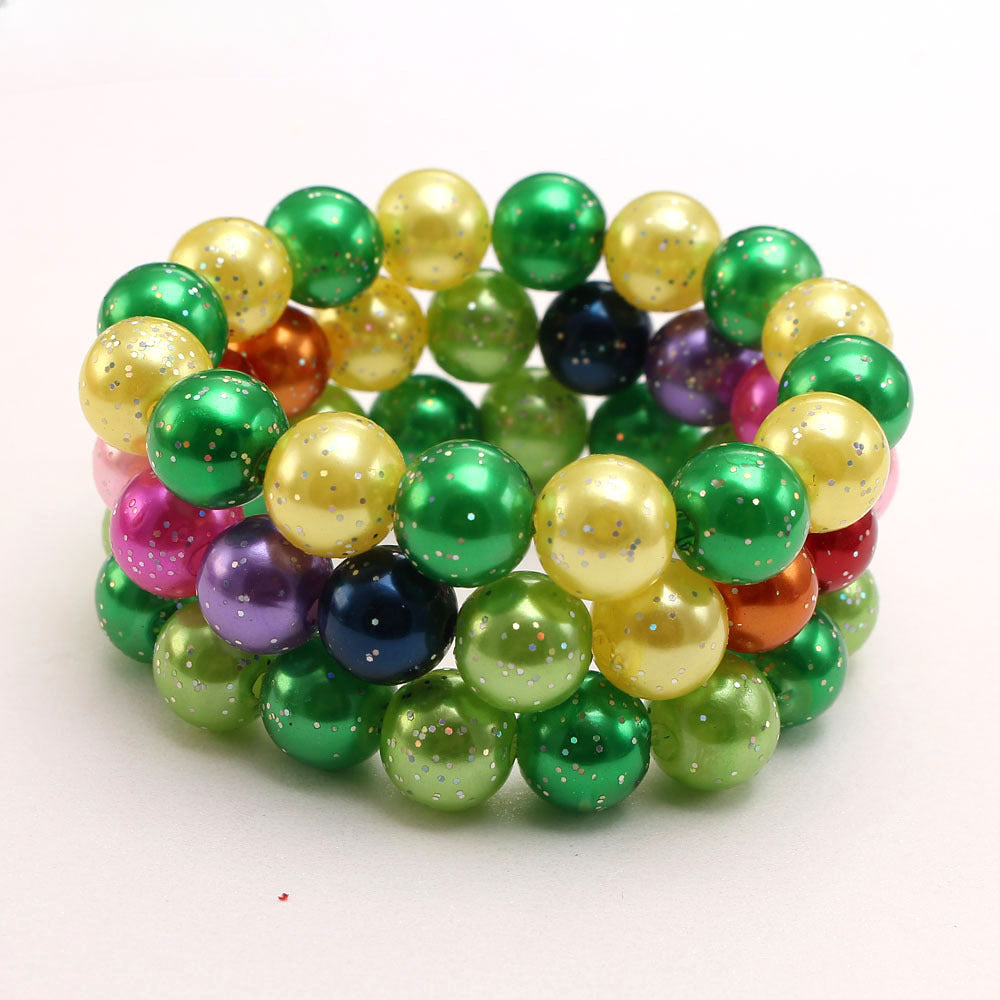 Wholesale Glitter Pink Acrylic Pearl Children's Bracelet ACC-BT-NiJia001