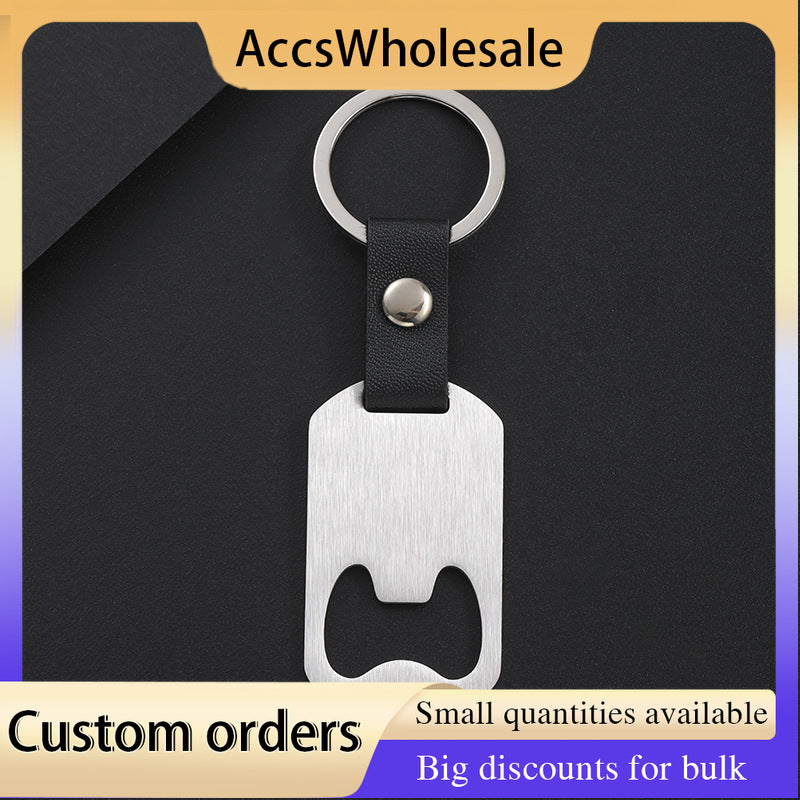 Custom Keychain with Laser Engraved Text or Logo - Multi-color Bottle Opener Style Engraved Metal Keychain