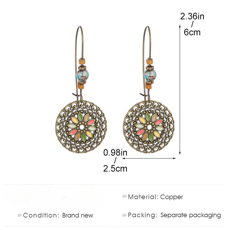 Wholesale Vintage Distressed Hollow Oil Dripping Bohemian Earrings ACC-ES-ChengJing007