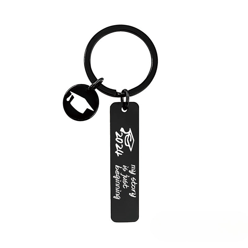 Wholesale 2024 Graduation Season Inspirational Phrases Square Stainless Steel Keychain ACC-KC-Ganggu013