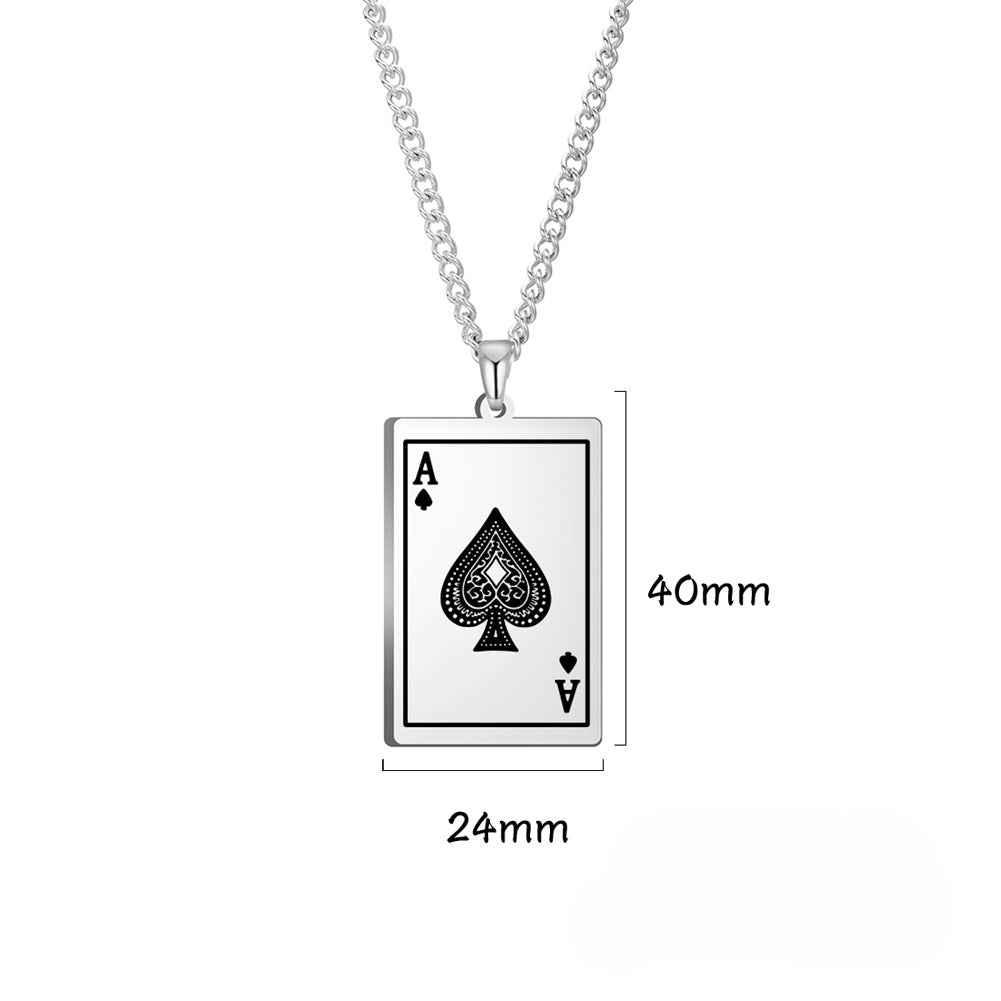Wholesale Stainless Steel Ace of Spades Playing Card Pendant Men's Necklace ACC-NE-GeXiang008