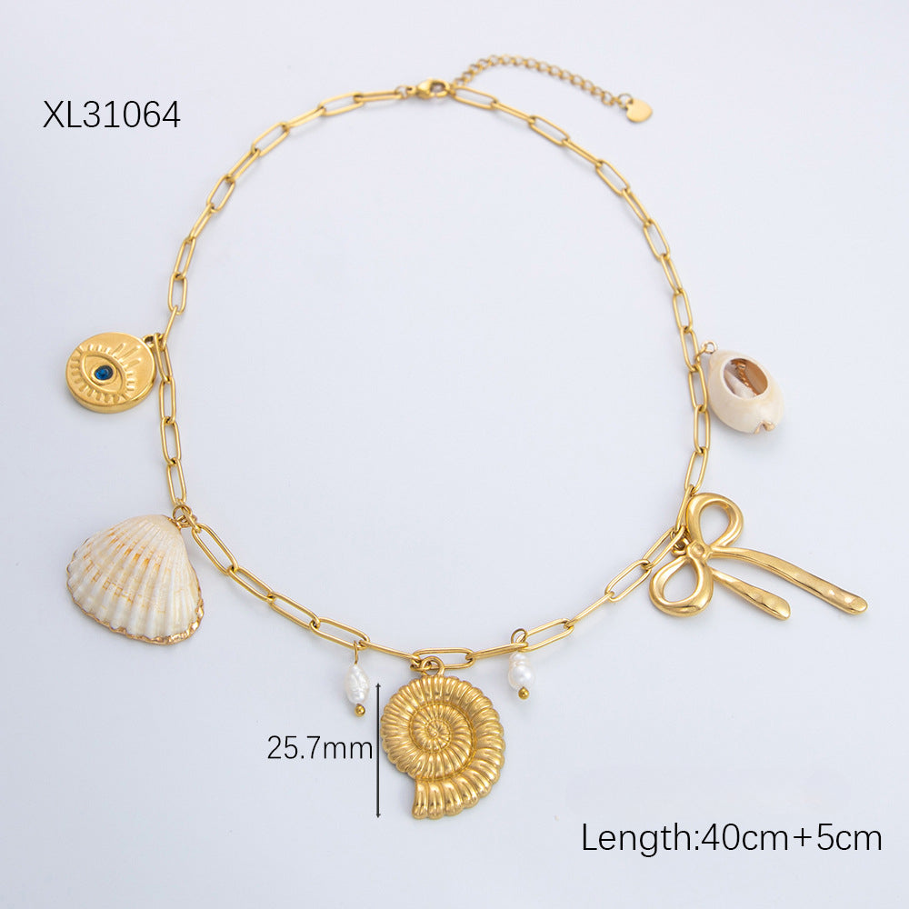 Wholesale Starfish Scallop Bow Heart Necklace 18K Choker Necklaces ACC-NE-YuHui011