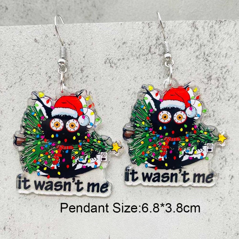 Wholesale Christmas Acrylic Lights Santa Hat Cat Earrings ACC-ES-ChenY090