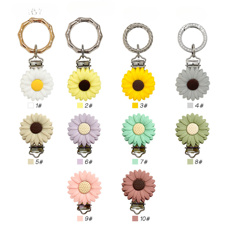 Wholesale 10pcs Chrysanthemum Hat Brim Clip Sunflower Pacifier Clip Diy Anti-drop Chain Hat Clip ACC-HP-WDX001