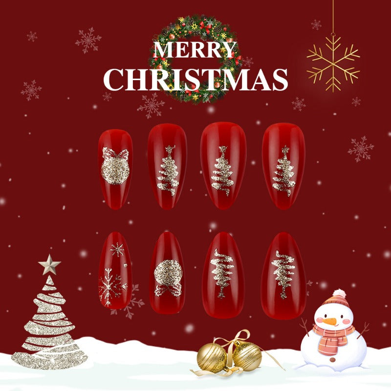 Wholesale 24 Pieces/box Christmas Red Nails Kits Nail Stickers ACC-NS-MiKe012