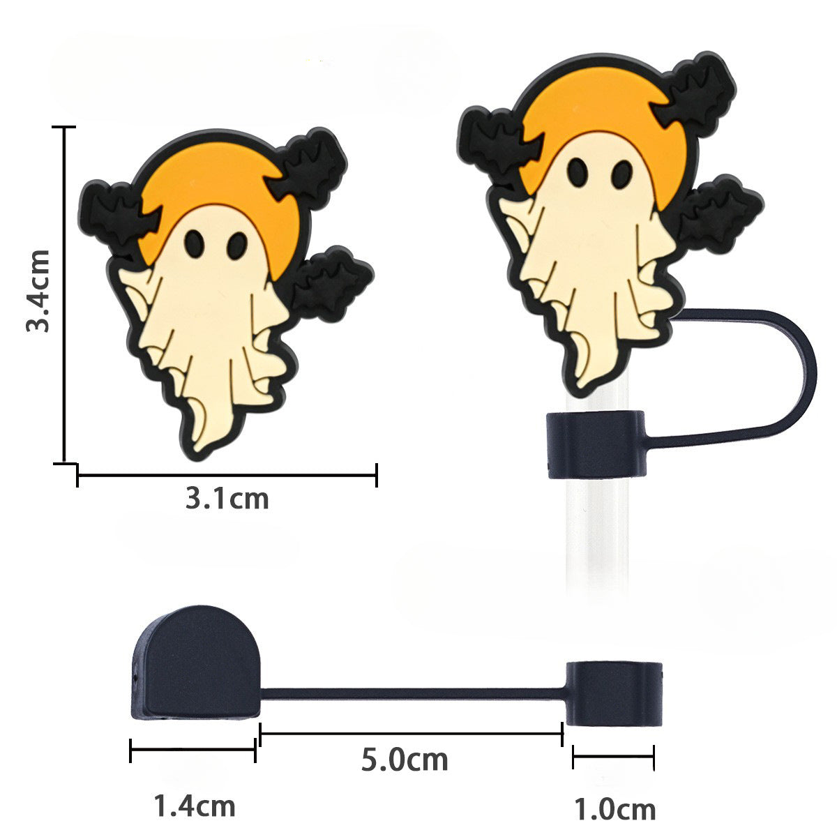 Wholesale Random 100pcs Halloween 10mm PVC Soft Straw Tube Cap ACC-SCR-RYY085