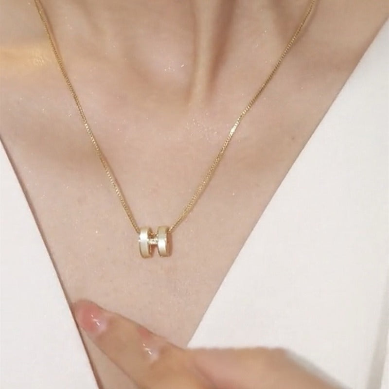 Wholesale Real Gold Plated Zircon Letter Necklace ACCVIP-NE-KJ001