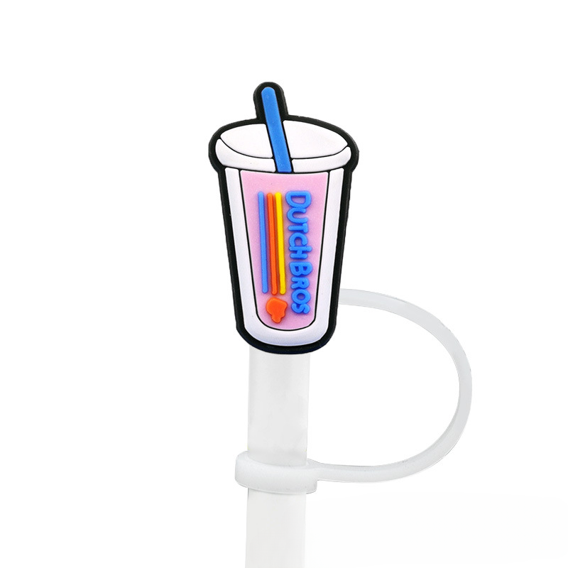 Wholesale 10PCS 7-8mm PVC Cute Cartoon Straw Tube Cap