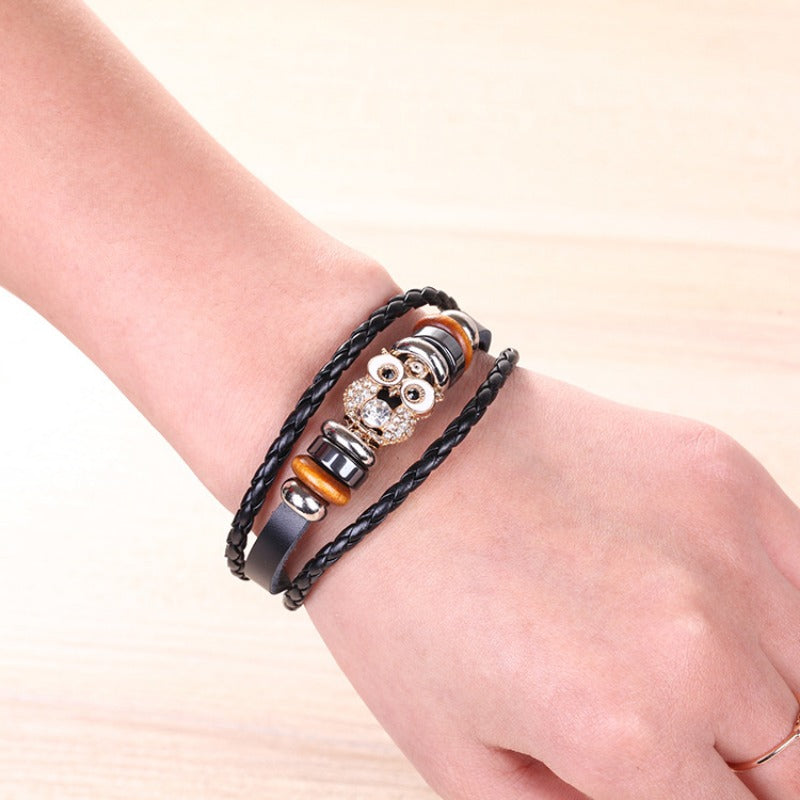Wholesale Cowhide Exaggerated Owl Bracelet ACC-BT-Luany002