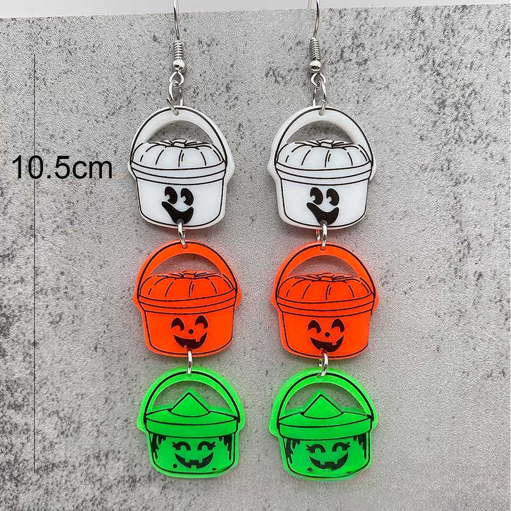 Wholesale Halloween Candy Basket Cowboy Ghost Face Acrylic Earrings ACC-ES-ChenY042