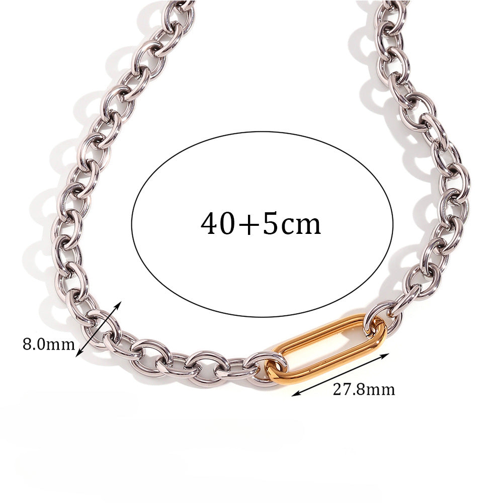 Wholesale Stainless Steel Bracelets 18K Gold Plated Bracelet O-shaped Chain Paper Clip Buckle Splicing Necklace Bracelet ACC-BT-MengJ001