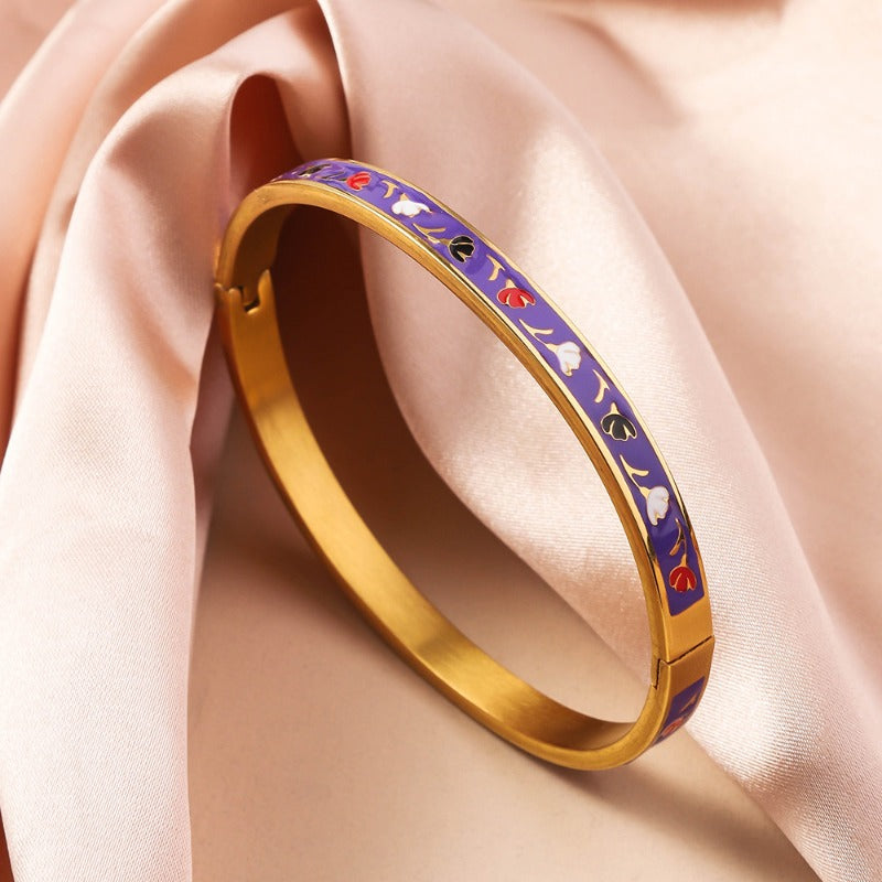 Wholesale Oil Drop Titanium Steel Enamel Bracelet ACC-BT-Ruif010