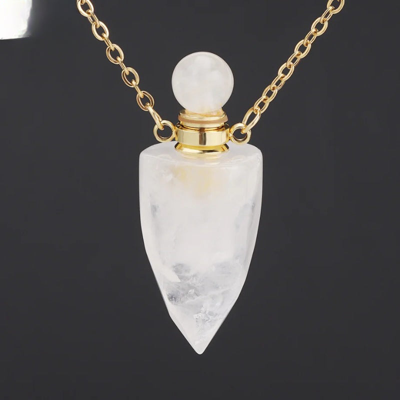 Wholesale Natural Stone Crystal Perfume Bottle Necklace ACC-NE-HuaiShe005