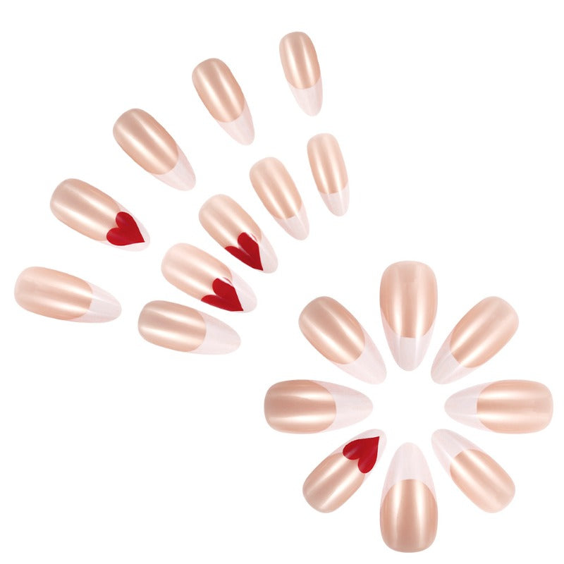 Wholesale 24 Pieces/box Shiny Oval Rose Red Heart Nails Kits Nail Stickers ACC-NS-MiKe025