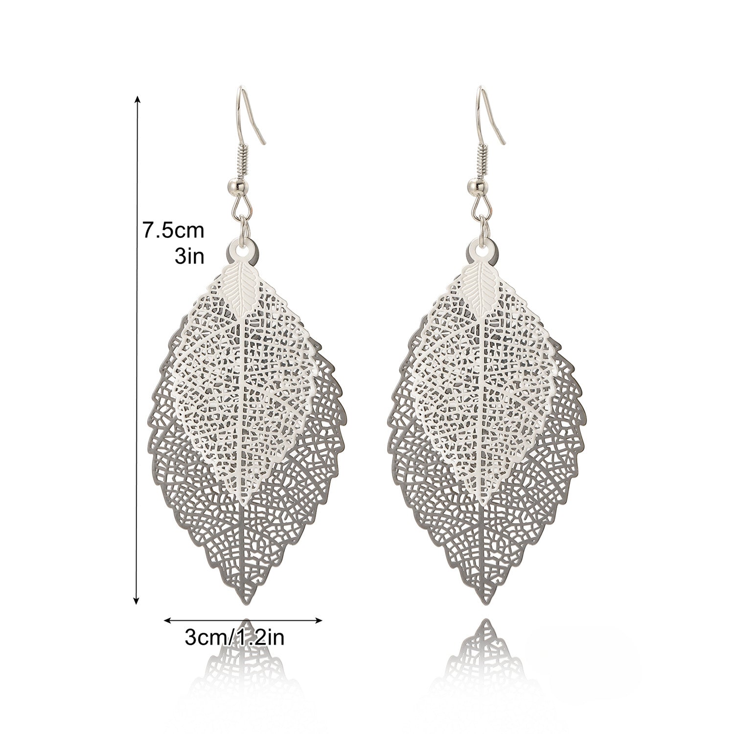 Wholesale Vintage Leaf Earrings Gold Double Layer Hollow Leaf Earrings ACC-ES-ManYi010