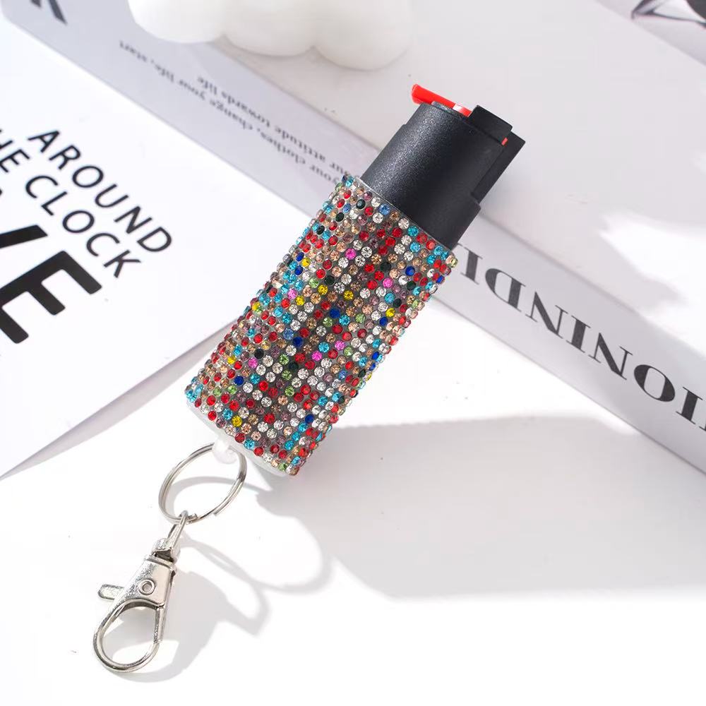 Wholesale Quick Release Spray Solid Color Rhinestone Keychain for Women