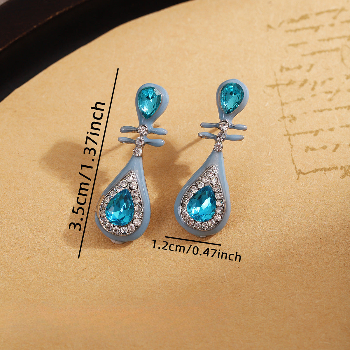 Wholesale Vintage Oil Drop Blue Lute Earrings ACC-ES-ZhuiWo010