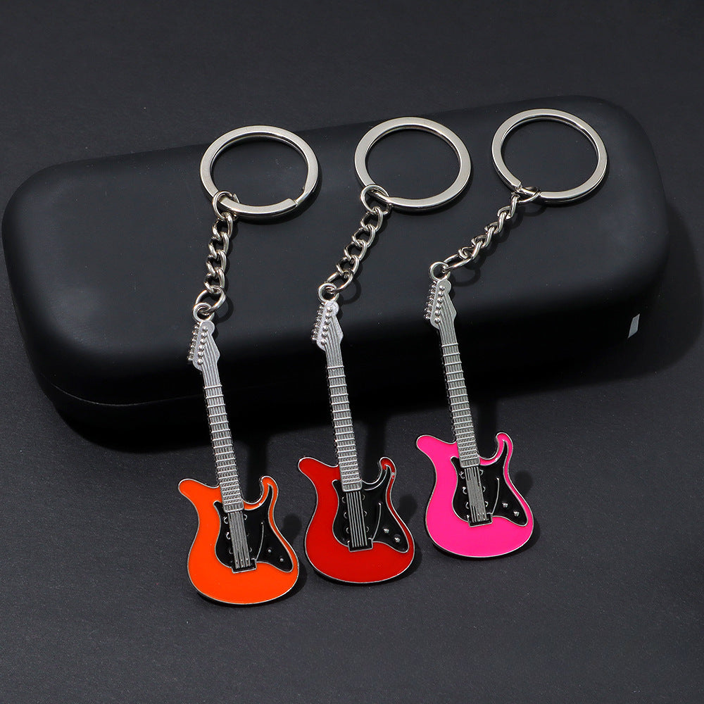 Wholesale Metal Guitar Music Festival Musical Instrument Creative Pendant Metal Paint Keychains ACC-KC-KaWu006
