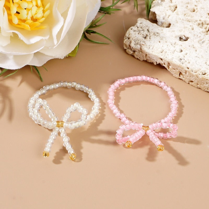 Wholesale Small Fresh Bow Rice Bead Ring ACC-RS-GWL003