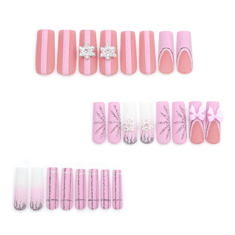 Wholesale 24 Pieces/box Pink Bow Nails Kits Nail Stickers ACC-NS-LeFan175