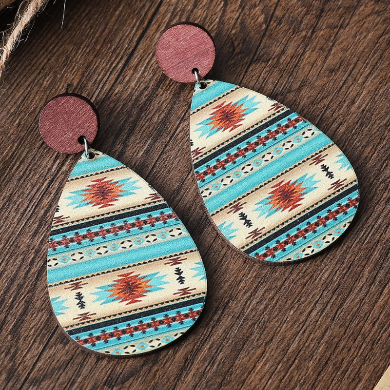 Wholesale Western Ethnic Pattern Water Drop Earrings ACC-ES-ChuLian102