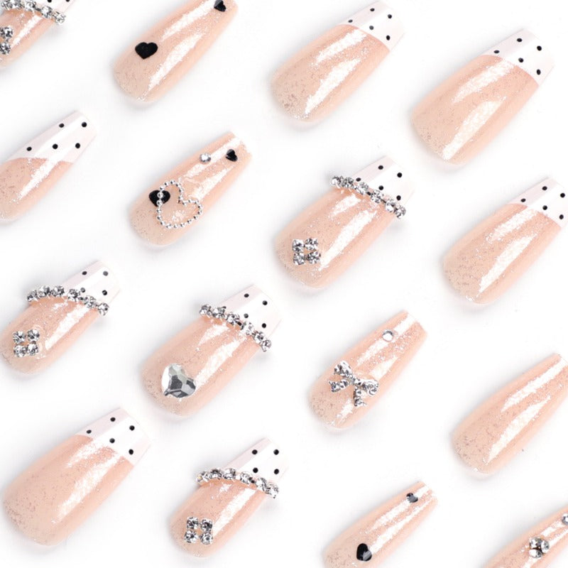 Wholesale 24 Pieces/box Bowknot Cow Pattern Polka Dot Nails Kits Nail Stickers ACC-NS-LeFan195