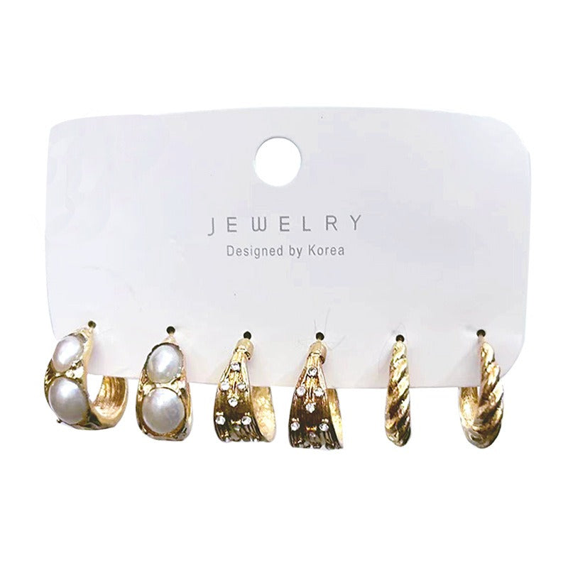 Wholesale 3pcs Bow Fishtail Pearl Moon Earring Set ACC-ES-HanSJ003