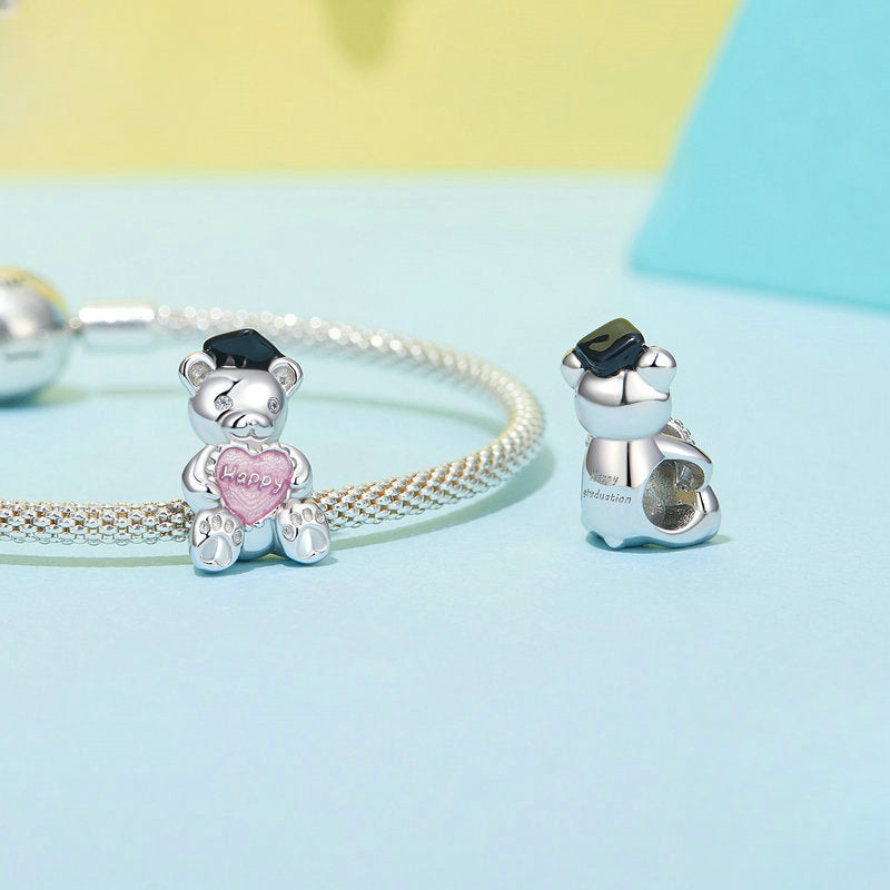 Wholesale Pink Love Bear S925 Sterling Silver DIY Bracelet Beads Charms ACC-CHS-YinZhiyun007