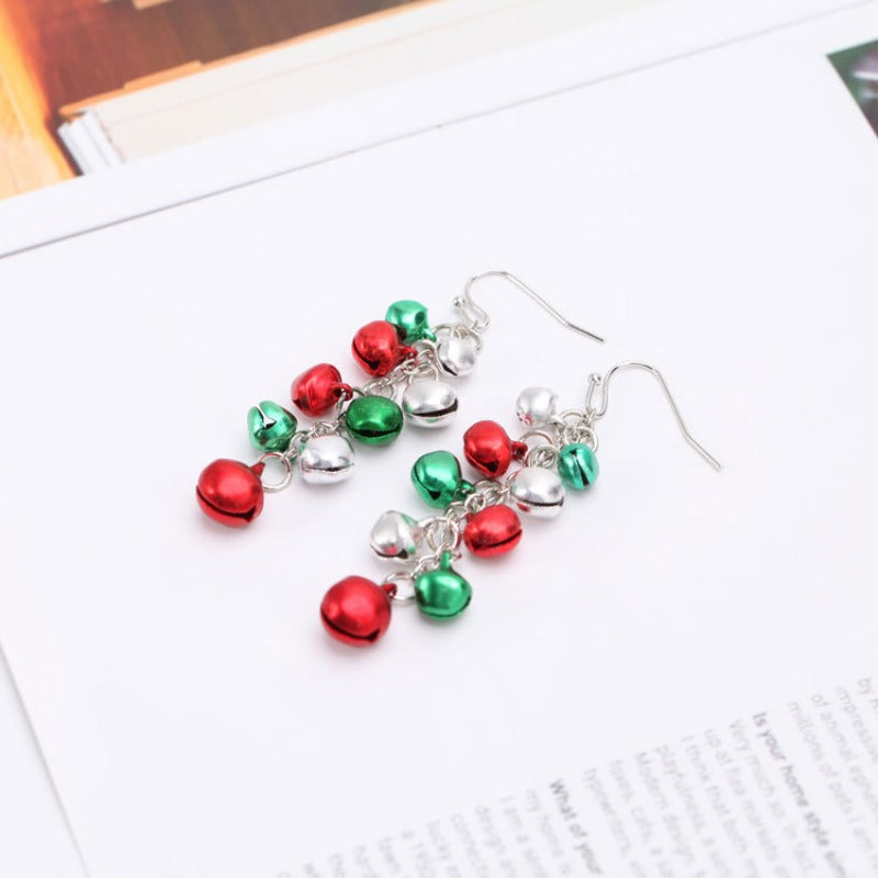 Wholesale Christmas Series Creative Long Three-color Bell Earrings ACC-ES-Bingl002