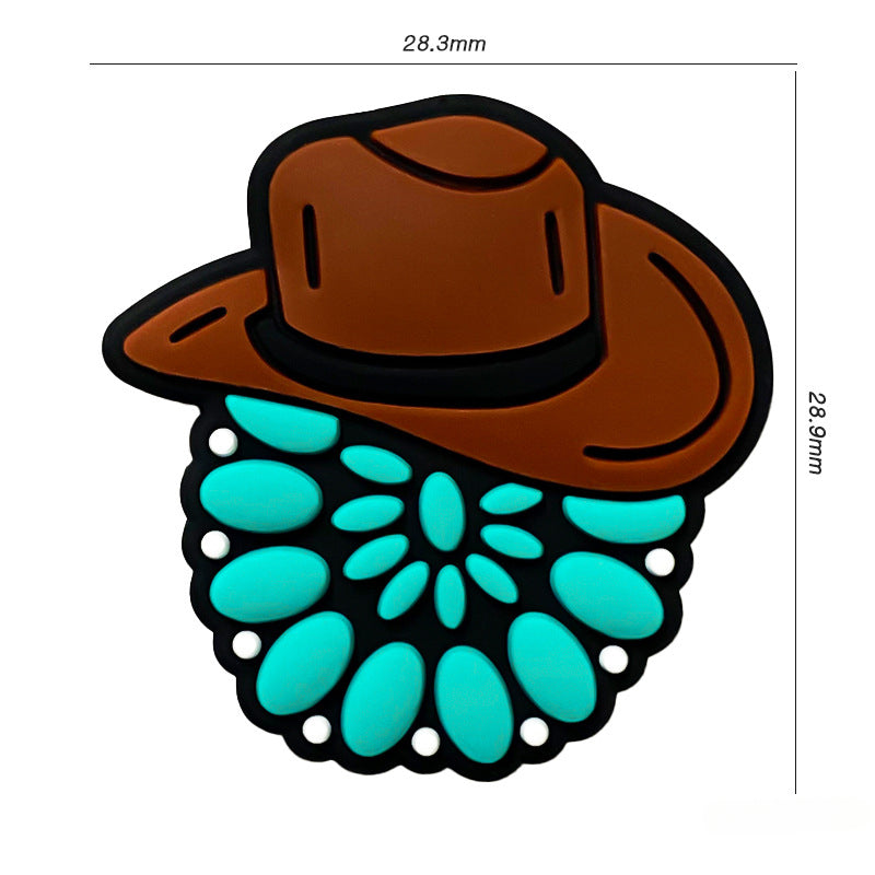 Wholesale 10pcs Western Style Cowboy Hat Turquoise Silicone Beads DIY Handmade Beaded Pen Accessories ACC-BDS-WDX052