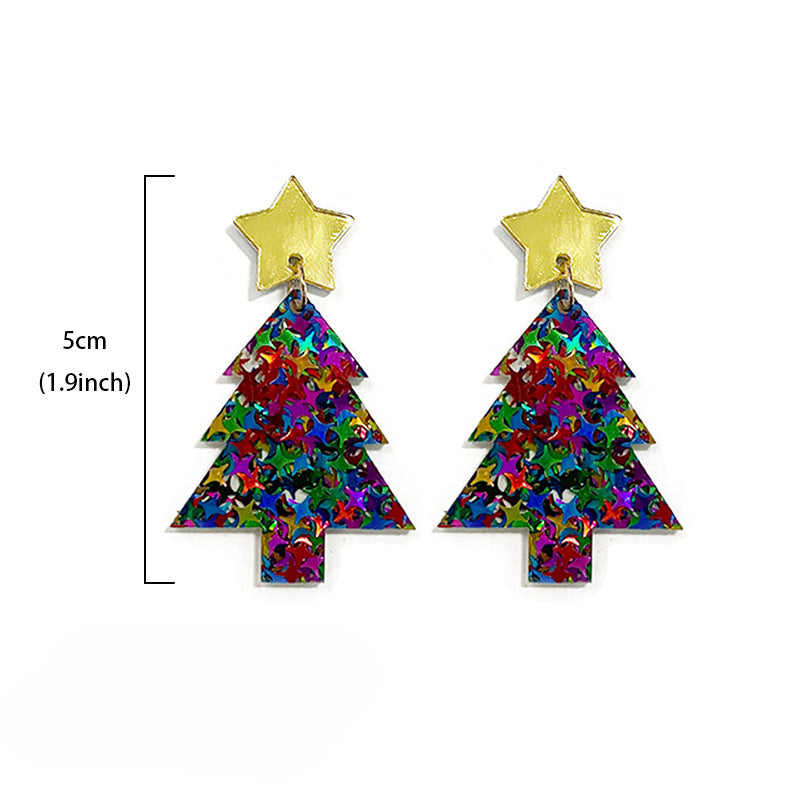 Wholesale Christmas Glitter Christmas Tree Acrylic Earrings ACC-ES-XinChuan021