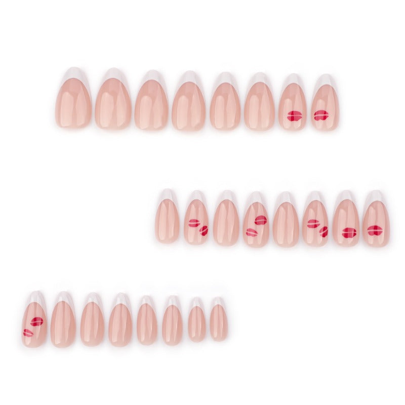 Wholesale 24 Pieces/box Romantic Red Lipstick Nails Kits Nail Stickers ACC-NS-LeFan231